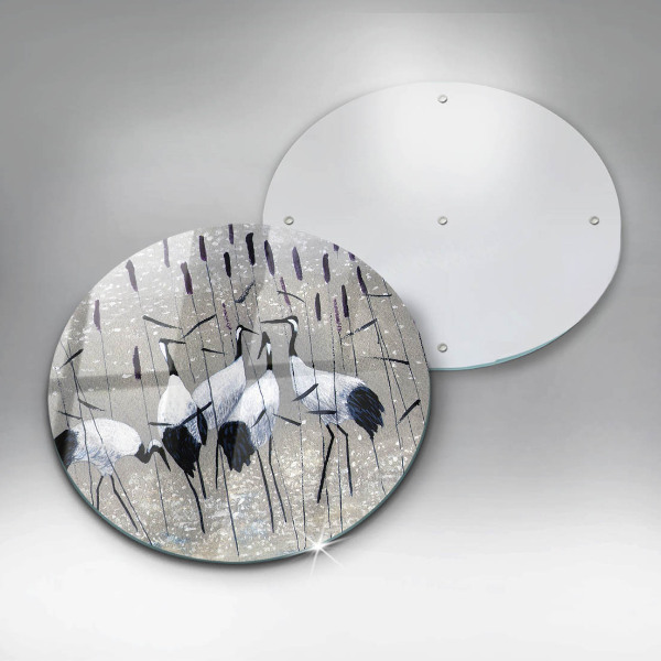 Kuchynská doska veľká zo skla Japonské žeriavy