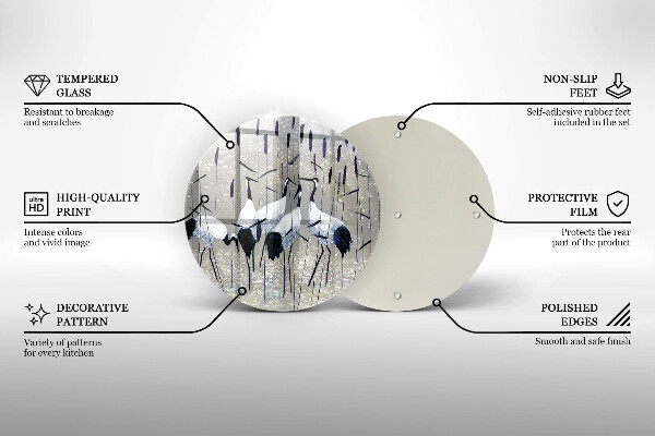 Kuchynská doska veľká zo skla Japonské žeriavy