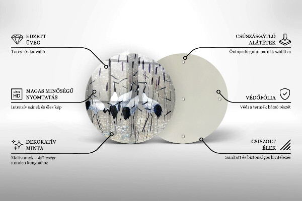 Kuchynská doska veľká zo skla Japonské žeriavy