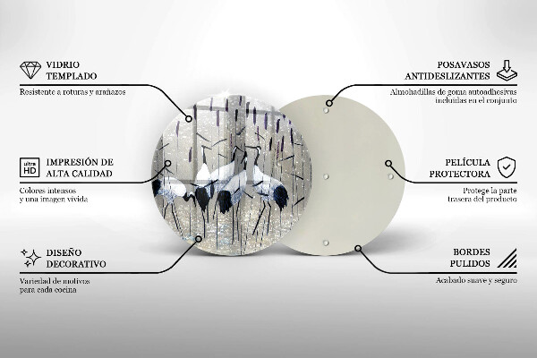 Kuchynská doska veľká zo skla Japonské žeriavy