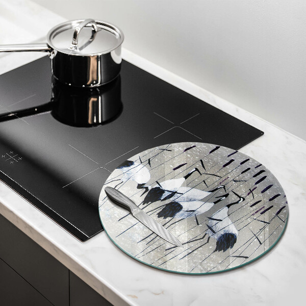 Kuchynská doska veľká zo skla Japonské žeriavy