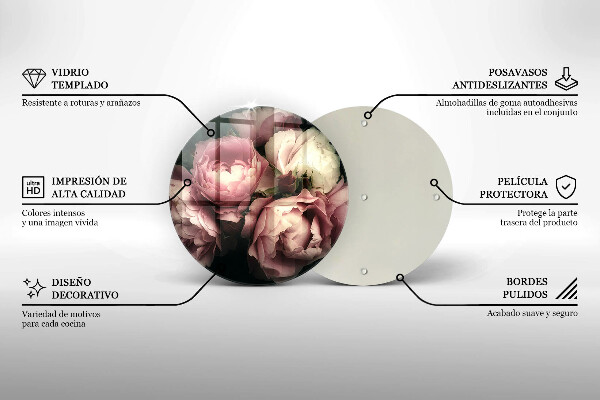 Kuchynská doska veľká zo skla Kvety pivonky