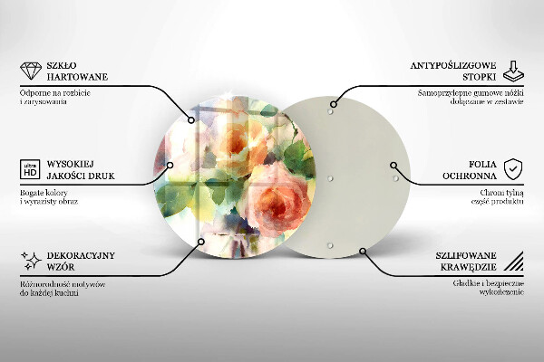 Kuchynská doska veľká zo skla Maľované kvety