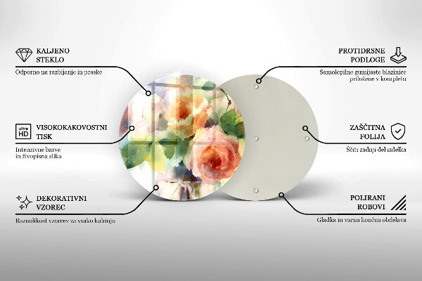 Kuchynská doska veľká zo skla Maľované kvety