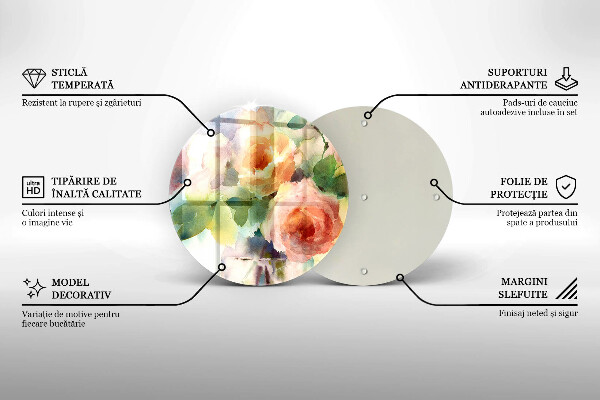 Kuchynská doska veľká zo skla Maľované kvety
