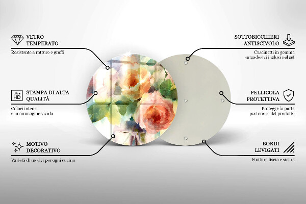 Kuchynská doska veľká zo skla Maľované kvety