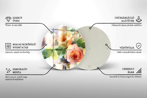 Kuchynská doska veľká zo skla Maľované kvety