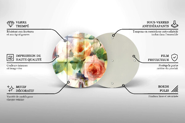 Kuchynská doska veľká zo skla Maľované kvety