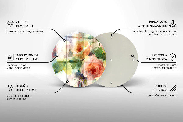 Kuchynská doska veľká zo skla Maľované kvety