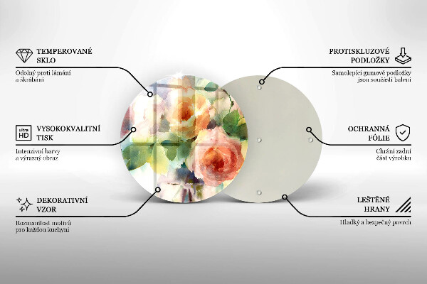 Kuchynská doska veľká zo skla Maľované kvety