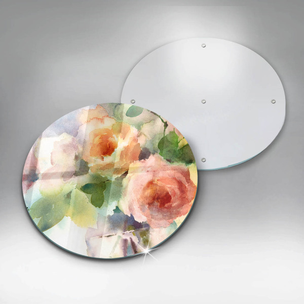 Kuchynská doska veľká zo skla Maľované kvety