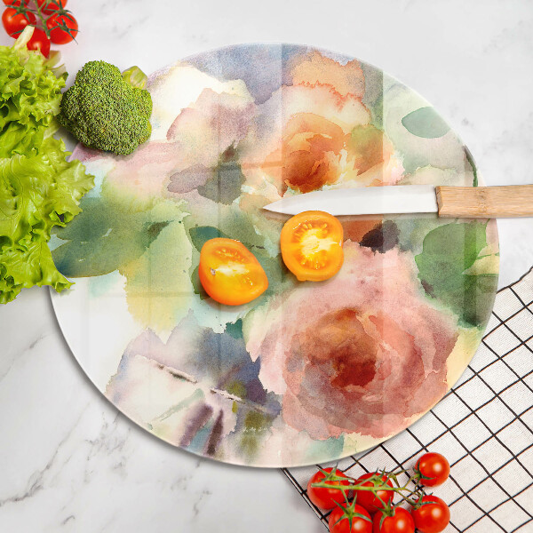 Kuchynská doska veľká zo skla Maľované kvety