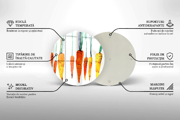 Kuchynská doska veľká zo skla Mrkva ilustrácie