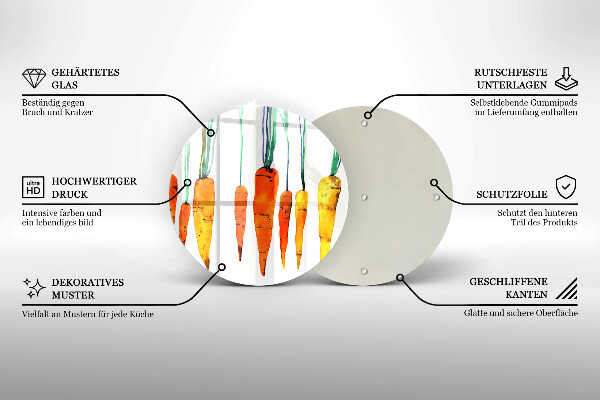 Kuchynská doska veľká zo skla Mrkva ilustrácie