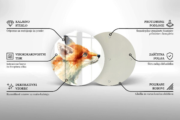 Kuchynská doska veľká zo skla Maľovaná líška