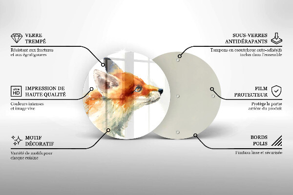 Kuchynská doska veľká zo skla Maľovaná líška