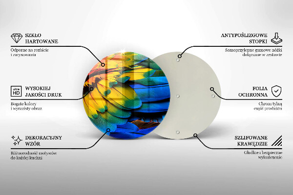 Kuchynská doska veľká zo skla Farebné papagájové perie