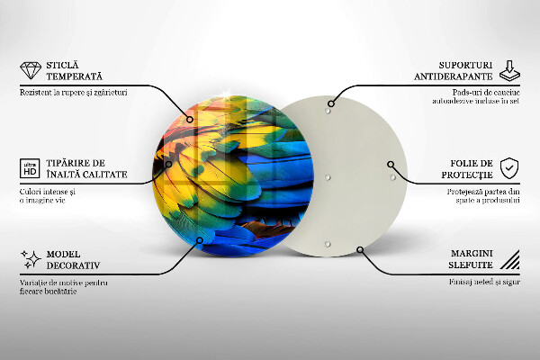Kuchynská doska veľká zo skla Farebné papagájové perie