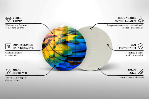 Kuchynská doska veľká zo skla Farebné papagájové perie