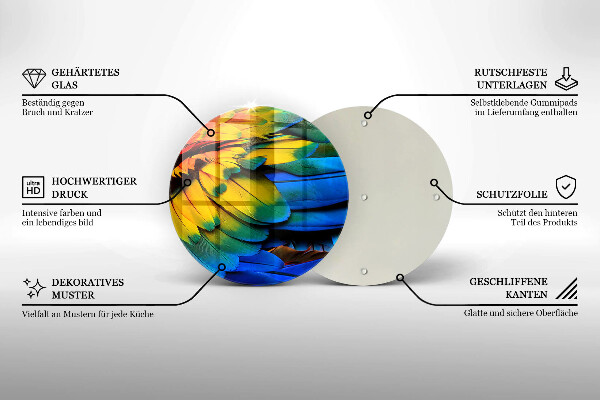 Kuchynská doska veľká zo skla Farebné papagájové perie