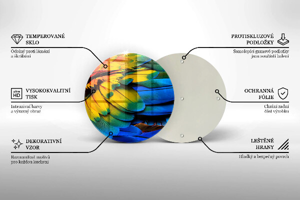 Kuchynská doska veľká zo skla Farebné papagájové perie