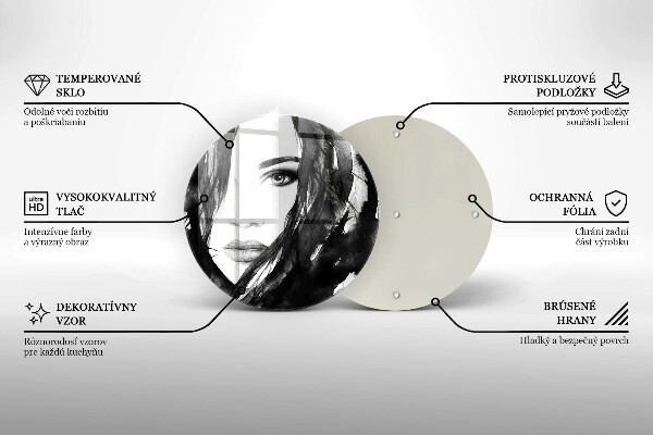 Kuchynská doska veľká zo skla Ženská tvár