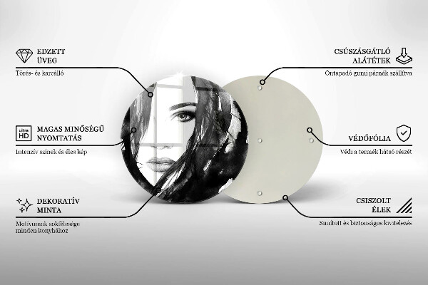 Kuchynská doska veľká zo skla Ženská tvár