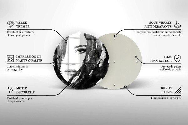 Kuchynská doska veľká zo skla Ženská tvár