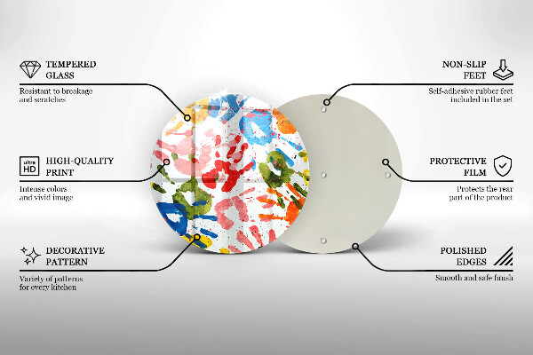 Kuchynská doska veľká zo skla Stopy detských rúk
