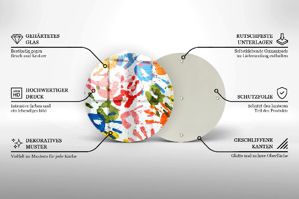 Kuchynská doska veľká zo skla Stopy detských rúk