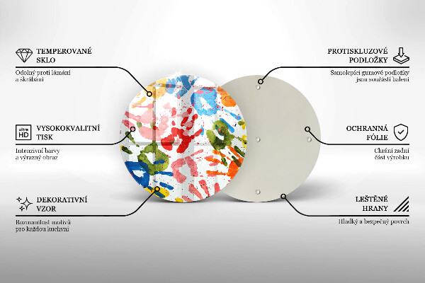 Kuchynská doska veľká zo skla Stopy detských rúk