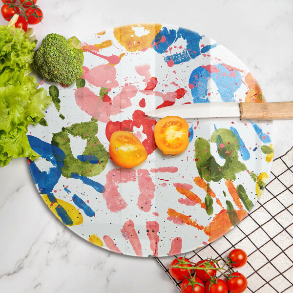 Kuchynská doska veľká zo skla Stopy detských rúk