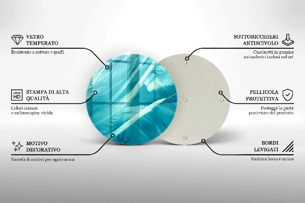 Kuchynská doska veľká zo skla Jemné perie