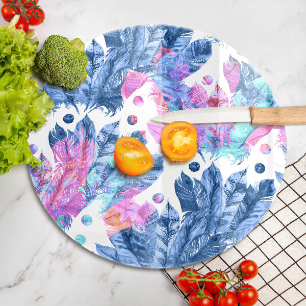 Kuchynská doska veľká zo skla Perie boho ilustrácie