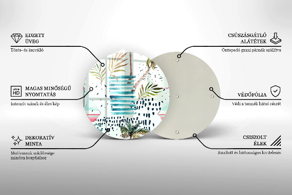 Kuchynská doska veľká zo skla Dovolenkové ilustrácie
