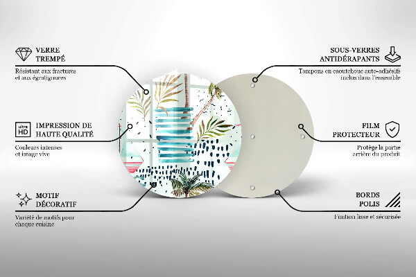 Kuchynská doska veľká zo skla Dovolenkové ilustrácie