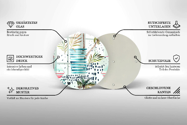 Kuchynská doska veľká zo skla Dovolenkové ilustrácie