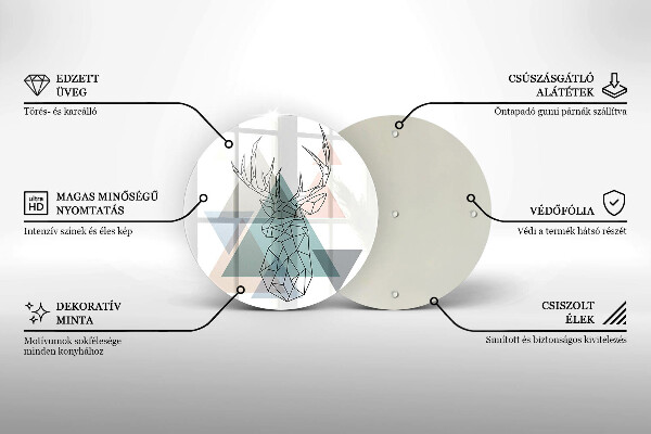 Kuchynská doska veľká zo skla Abstraktný jeleň