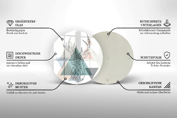Kuchynská doska veľká zo skla Abstraktný jeleň