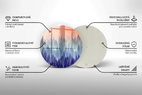 Kuchynská doska zo skla Les pri západe slnka