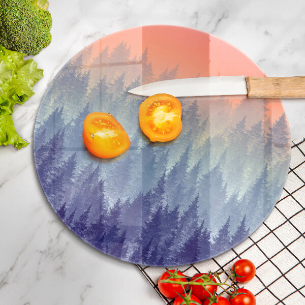 Kuchynská doska zo skla Les pri západe slnka