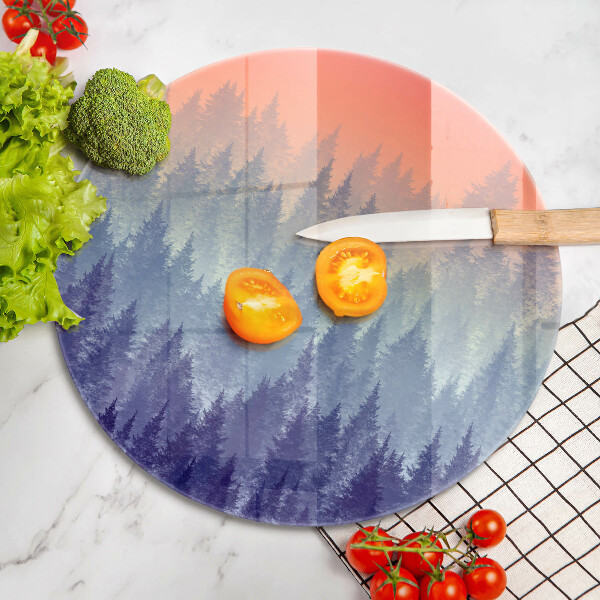 Kuchynská doska zo skla Les pri západe slnka