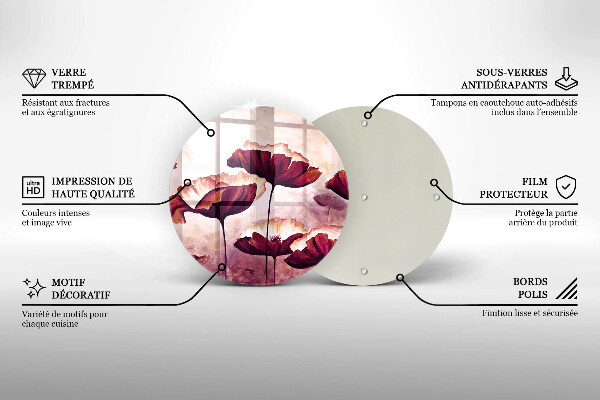 Kuchynská doska zo skla Maľovanie kvetov