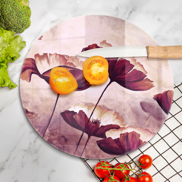 Kuchynská doska zo skla Maľovanie kvetov