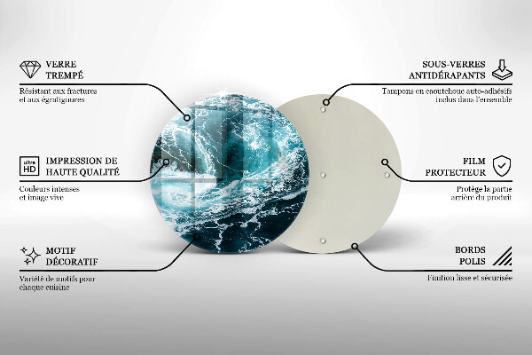 Kuchynská doska zo skla Peniace vlny vody