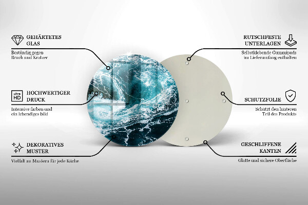 Kuchynská doska zo skla Peniace vlny vody