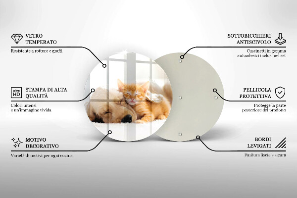 Kuchynská doska veľká zo skla Zvieratá pes a mačka