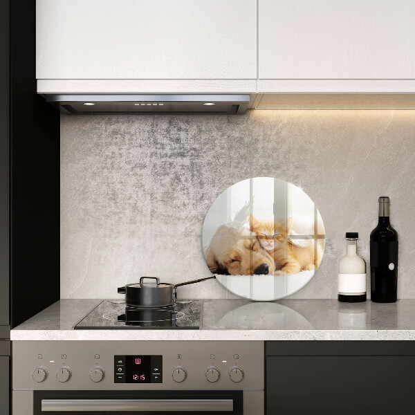 Kuchynská doska veľká zo skla Zvieratá pes a mačka