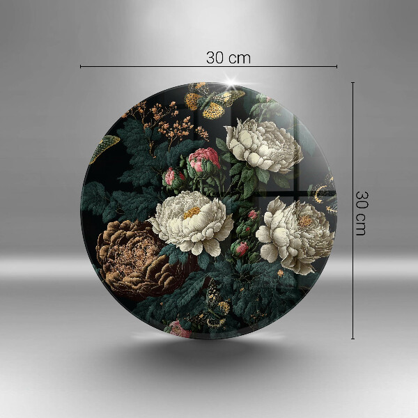 Kuchynská doska veľká zo skla Vintage kvety pivonky