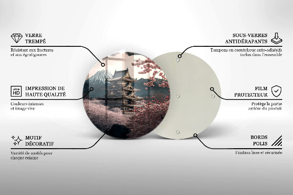 Kuchynská doska veľká zo skla Japonská stavebná krajina